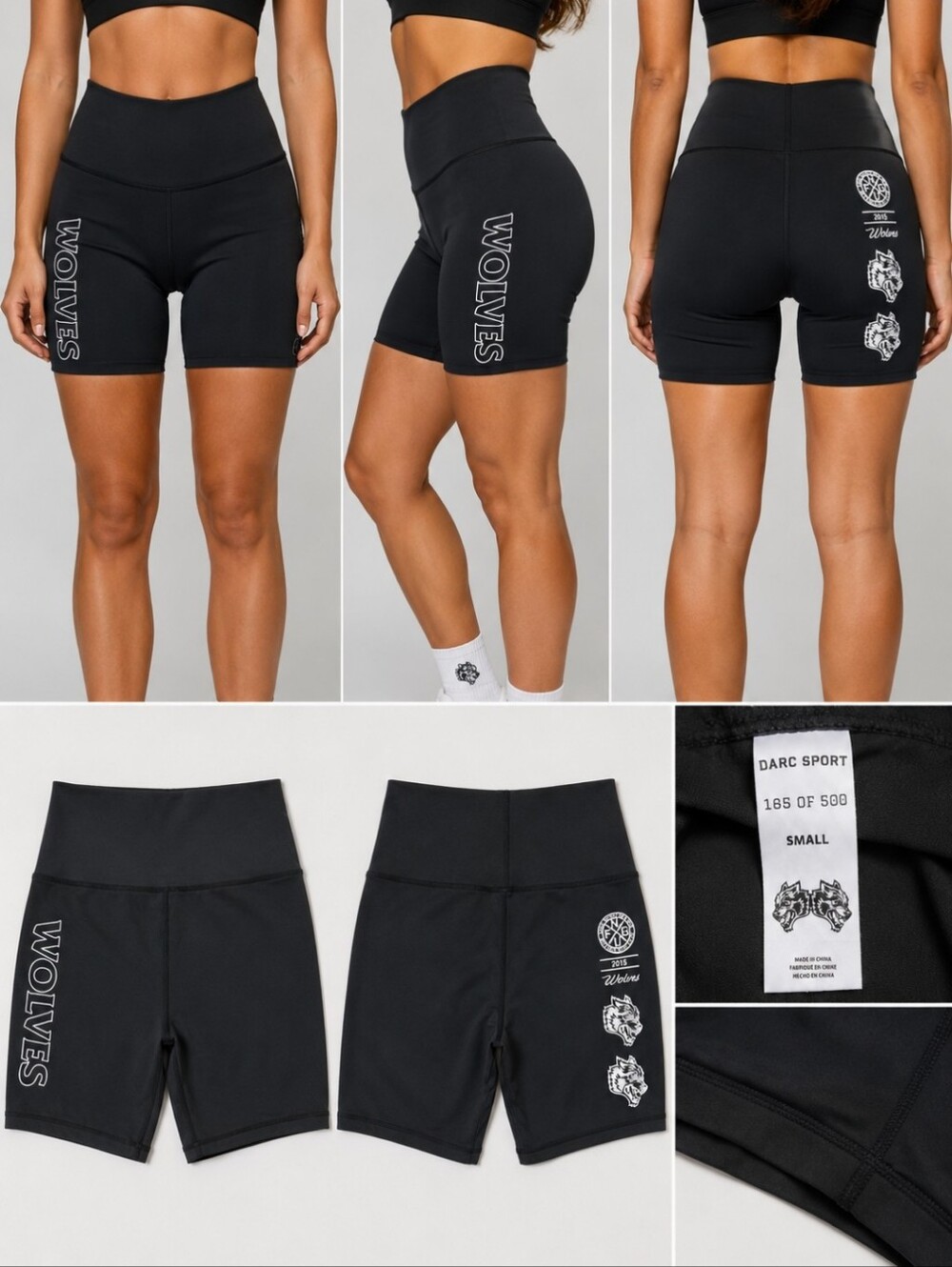 Darc Sport Wolves Limited Edition Compression Biker Shorts Small #165/500 Gray